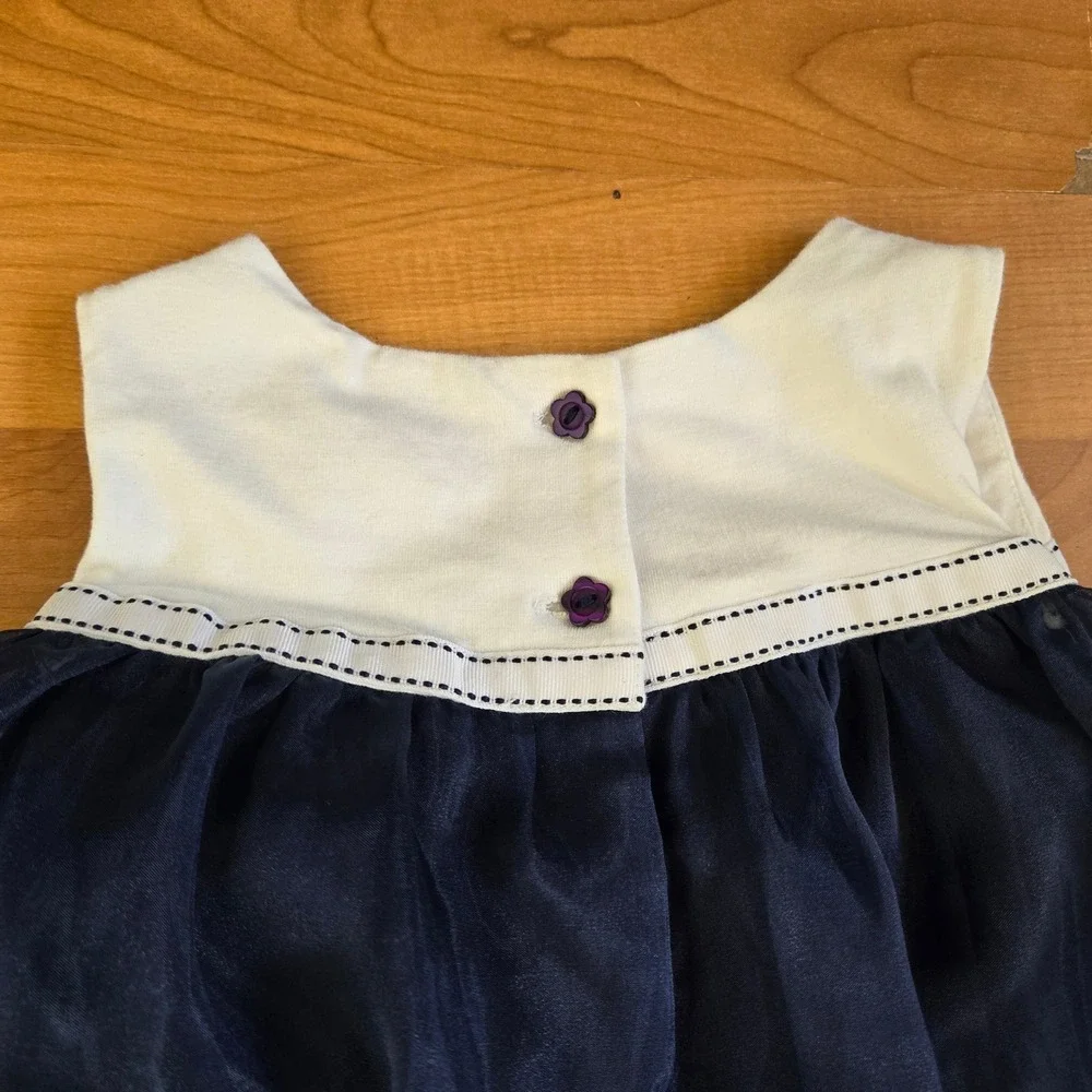 Navy Sheer Embroidered Floral Dress Size 24M Baby Toddler Classic‎ Formal Sweet